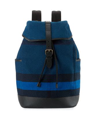 Burberry Drifton House Men's Check Canvas Backpack, Blue